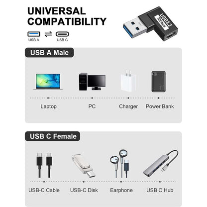TECPHILE USB OTG Adapter offers universal compatibility between USB-A male and USB-C female for laptops, chargers, and USB-C devices.