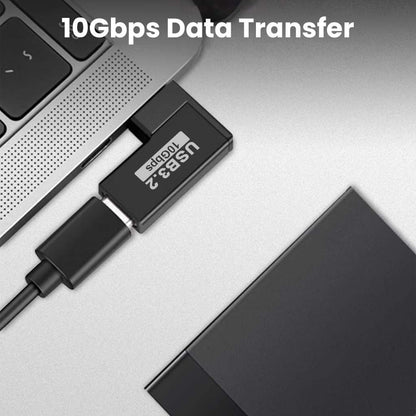 TECPHILE USB 3.2 OTG Adapter enables 10Gbps data transfer between USB-C devices and laptops with right-angle space-saving design.