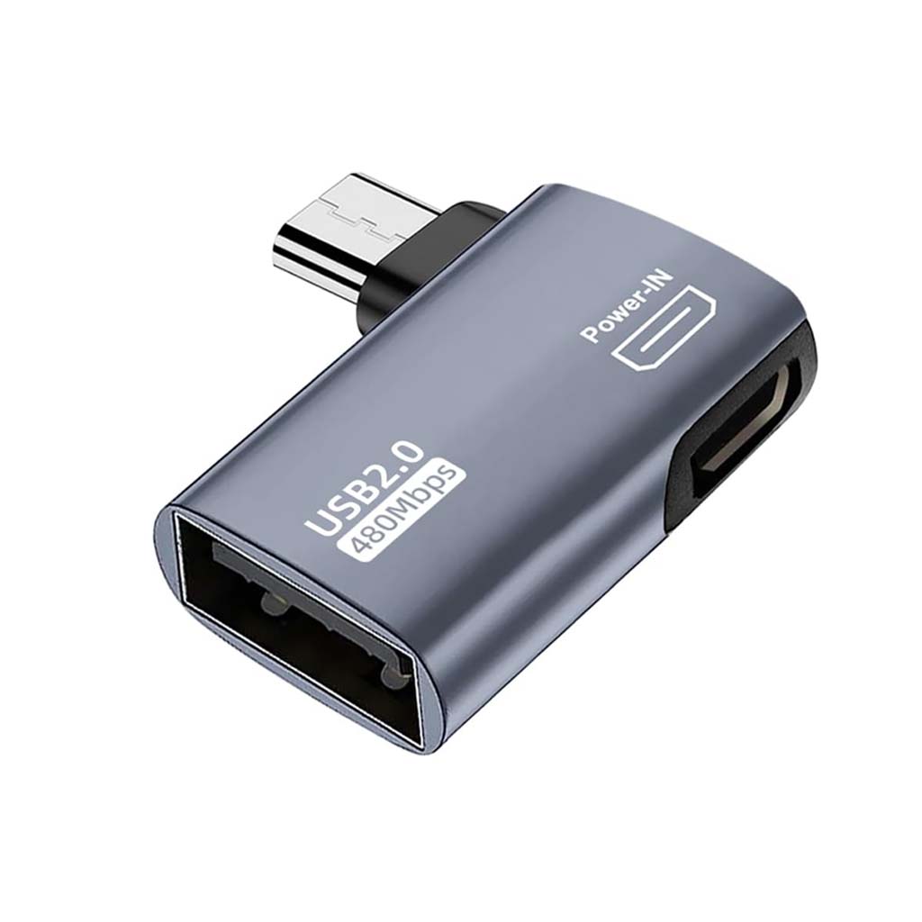 TECPHILE 2 in 1 USB A 2.0 to Micro USB Male OTG Adapter with aluminum alloy body, 480Mbps data transfer, and dual-port design for USB devices.