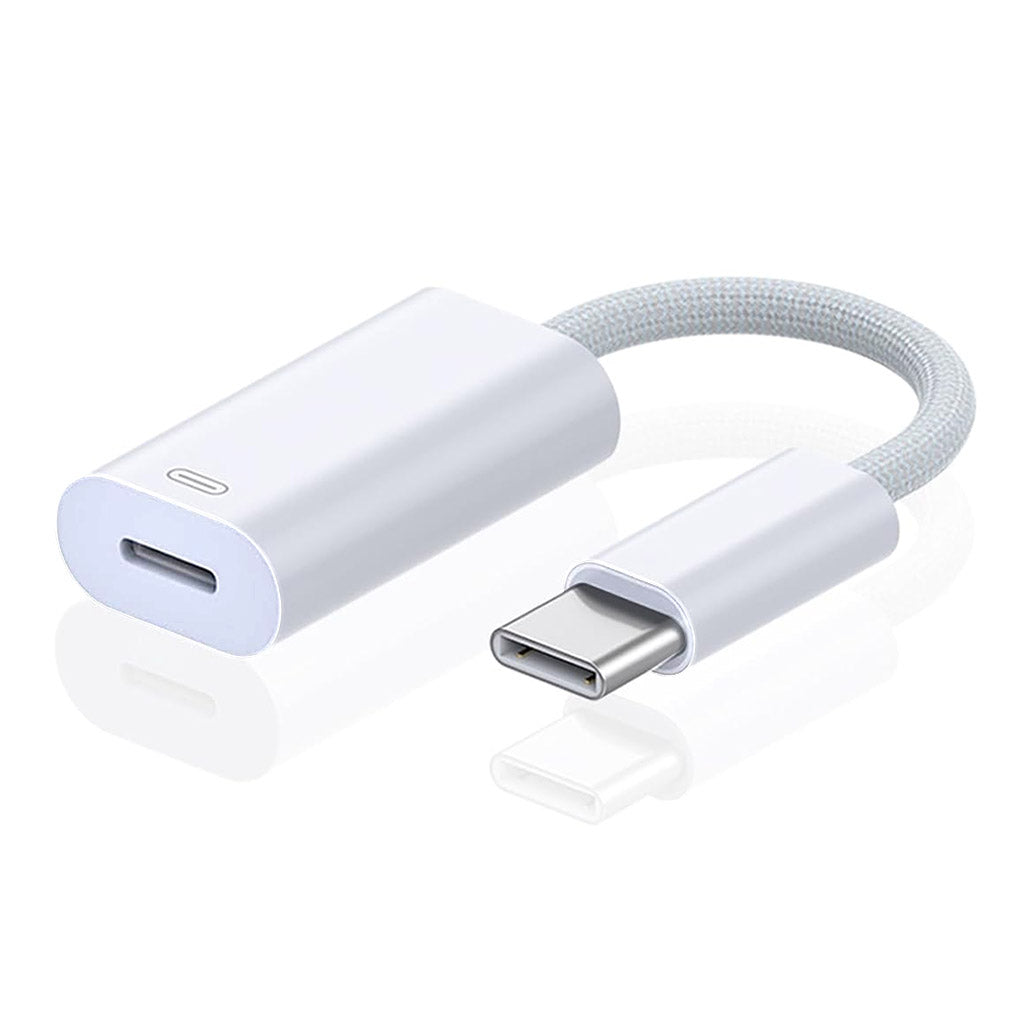 TECPHILE Type-C to Lightning Adapter Cable with braided wire and compact 8cm design for fast charging and syncing Apple devices.