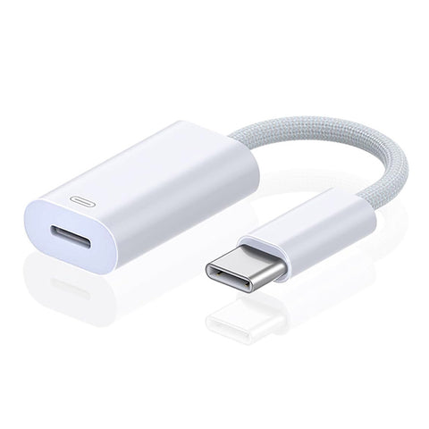 TECPHILE Type-C to Lightning Adapter Cable with braided wire and compact 8cm design for fast charging and syncing Apple devices.
