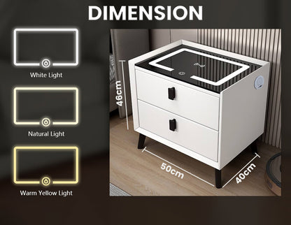 TECPHILE - Smart Side Table with Wireless Charging Station (Nightstand)