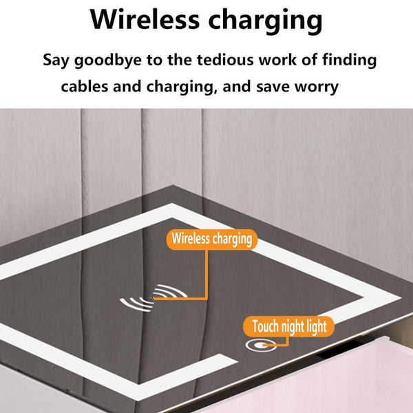 TECPHILE - Smart Side Table with Wireless Charging Station (Nightstand) - 4