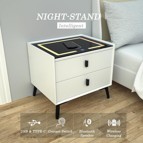 TECPHILE - Smart Side Table with Wireless Charging Station (Nightstand) - 5