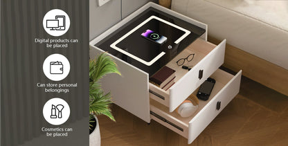 TECPHILE - Smart Side Table with Wireless Charging Station (Nightstand)