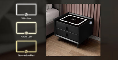 TECPHILE - Smart Side Table with Wireless Charging Station (Nightstand)