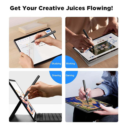 TECPHILE Uogic X1 Pro Stylus Pen used for studying, working, drawing, and gaming on tablets, enhancing creativity and productivity.