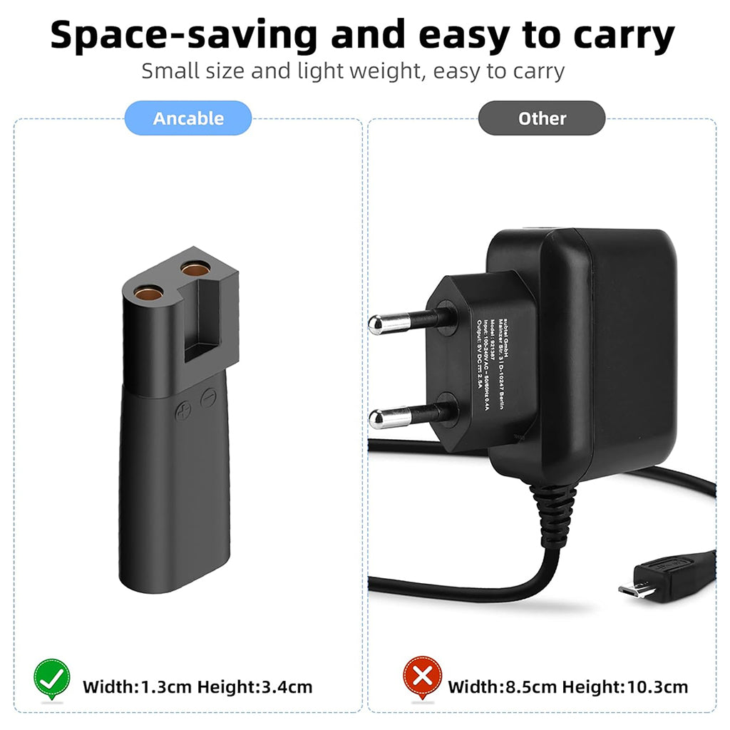 Comparison of TECPHILE Adapter vs traditional charger, emphasizing compact size and portability for travel and daily use.