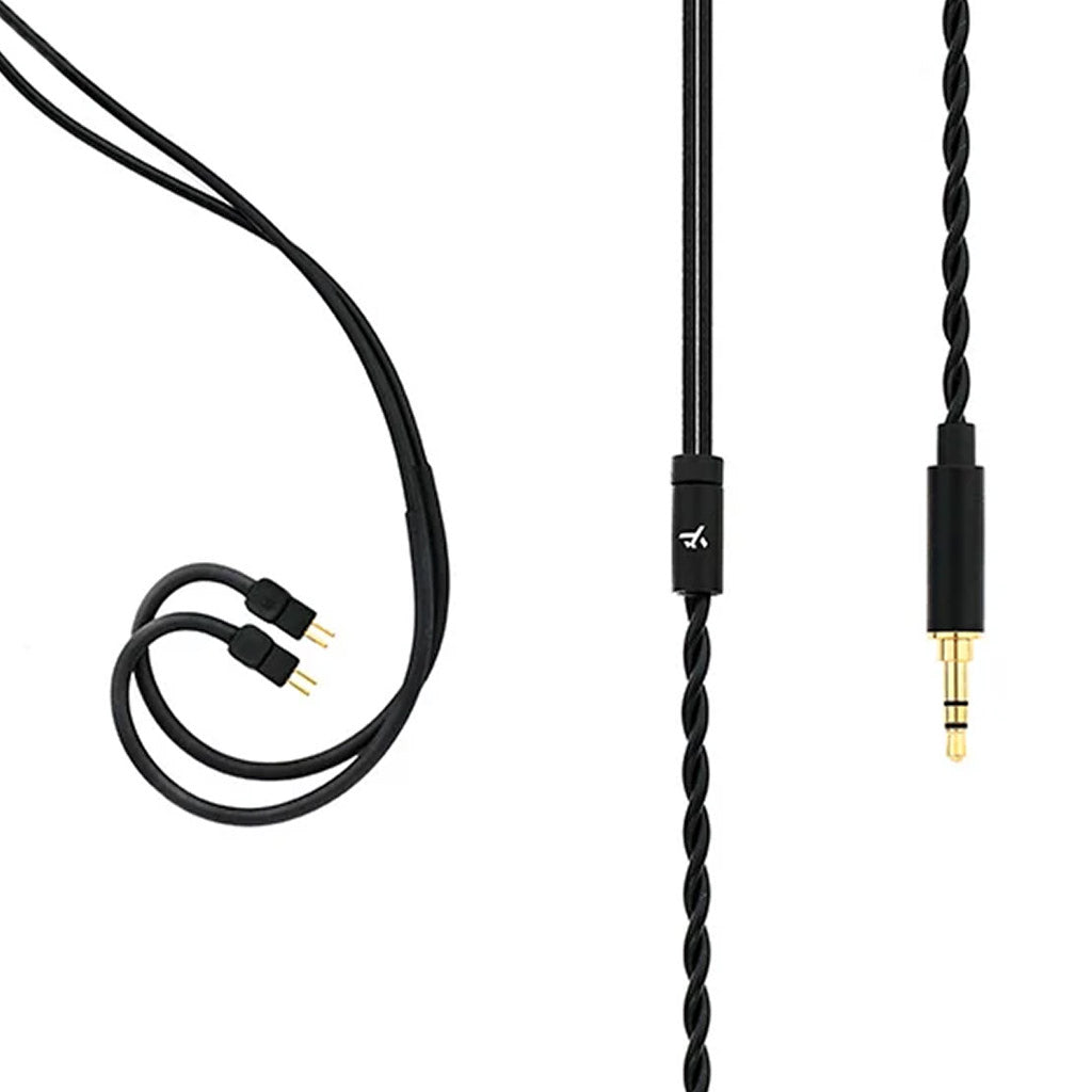 Close-up of Truthear x Crinacle Zero: Blue2 IEM detachable cable with dual-pin connectors and twisted design for durability and signal clarity.