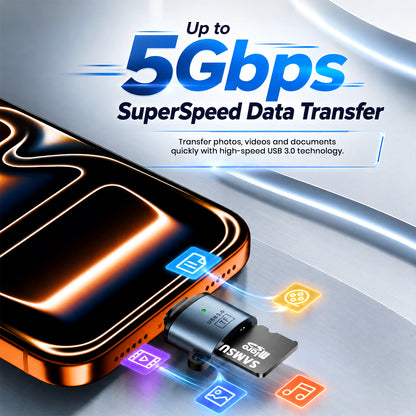 TECPHILE Type C to MicroSD Card Reader OTG Adapter with with USB 3.0 Super Speed