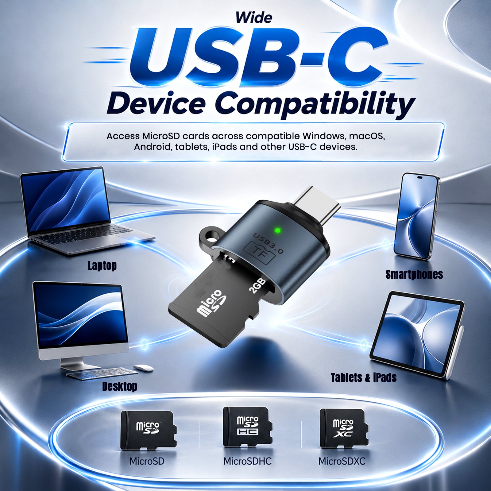 TECPHILE Type C to MicroSD Card Reader OTG Adapter with with USB 3.0 Super Speed