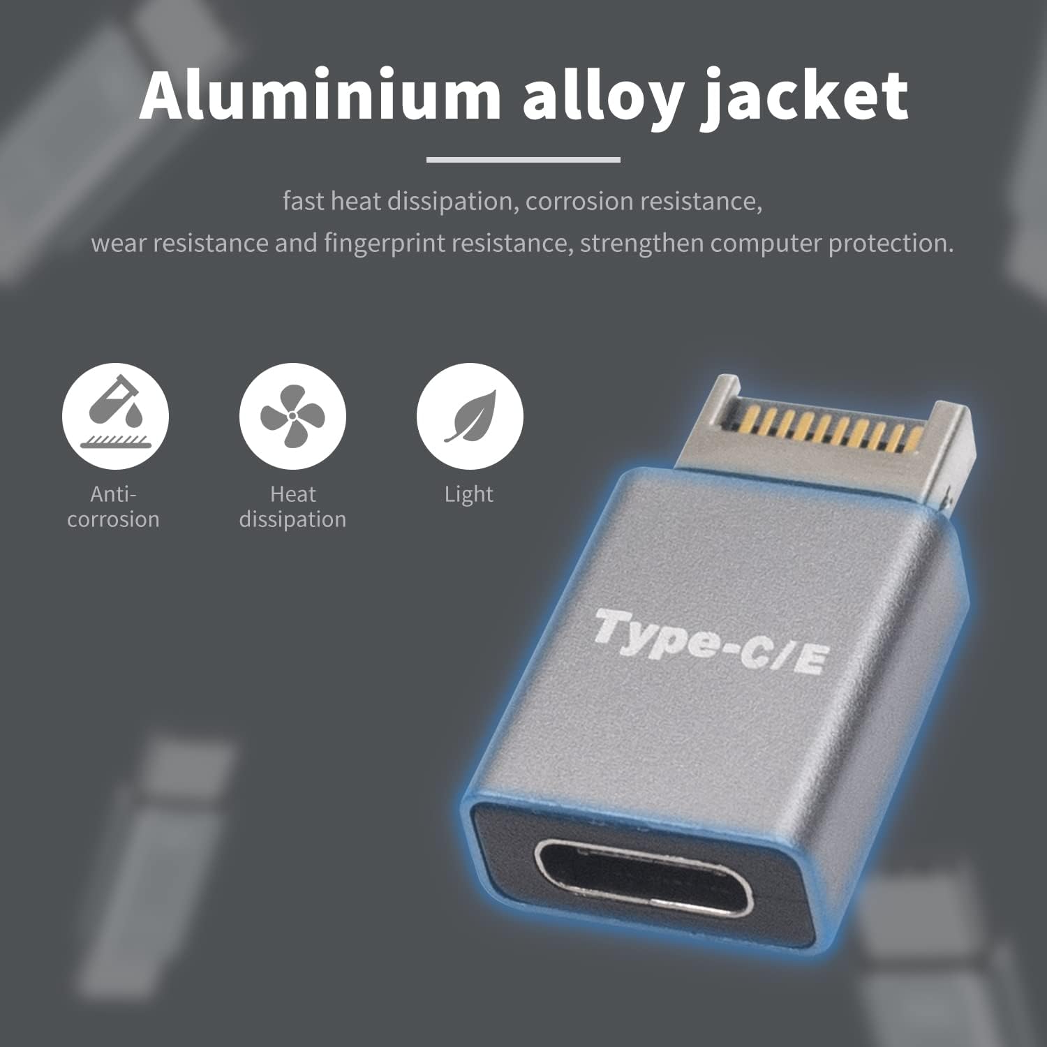 TECPHILE- USB Type-E Male to USB-C Female Front Panel Adapter
