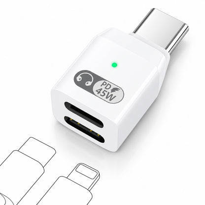 TECPHILE- 2-in-1 Type-C to Lightning Headphone Adapter with 45W Fast Charging