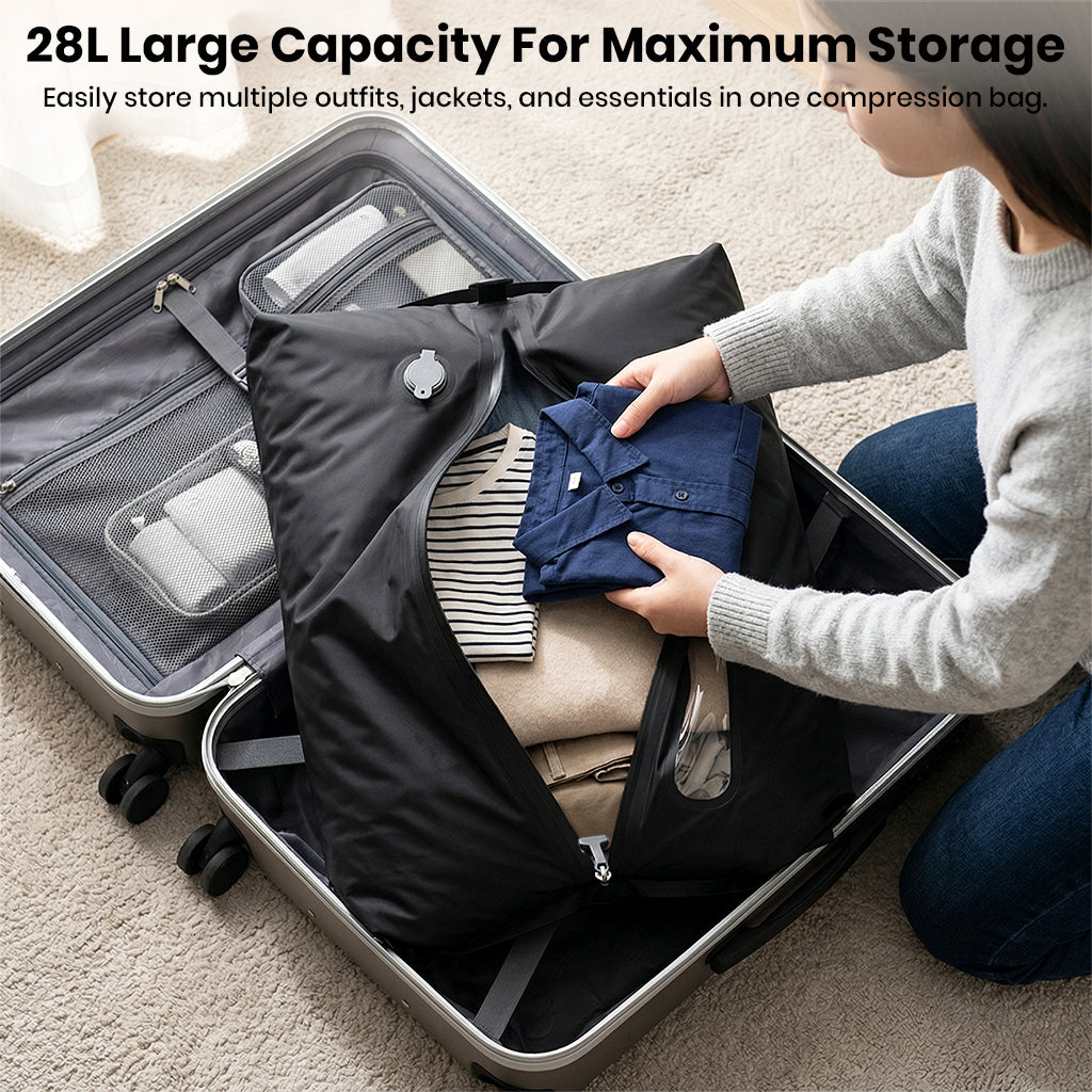 TECPHILE waterproof vacuum storage bags in a suitcase