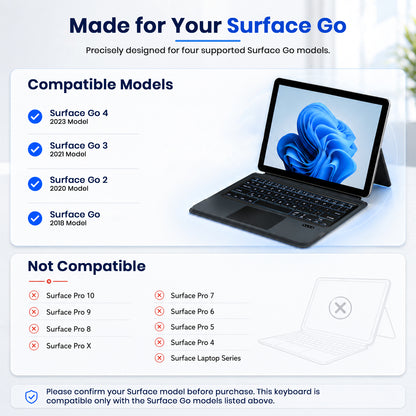 Wireless Microsoft Surface Go Keyboard for G0 4, Go 3, Go 2, Go