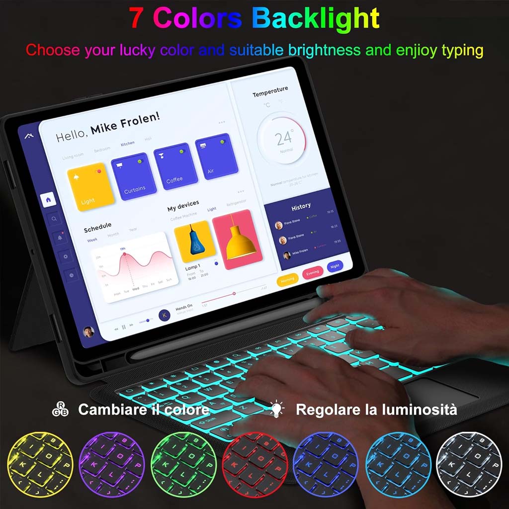 YJ-S9+ Bluetooth keyboard case for Galaxy S9 Plus/ S9 FE Plus 12.4” 7 color backlit