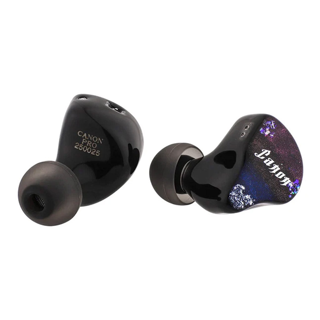 Yanyin Canon II Hybrid IEMs with labeled shell and ergonomic ear tips, designed for immersive sound and comfort.