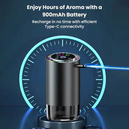 Z11-B Car Air Freshener Diffuser charging via Type-C with 900mAh battery for extended aroma diffusion in vehicles.