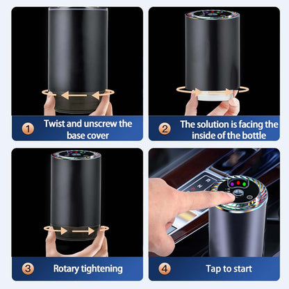 Step-by-step setup guide for Z11-B Car Air Freshener Diffuser showing how to install and activate the device.