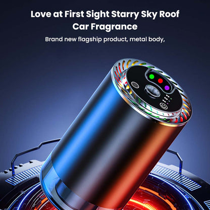 Z11-B Car Air Freshener Diffuser with starry sky projection and sleek metal body, ideal for luxury car interiors.
