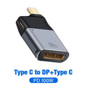 TECPHILE- 2-in-1 Type-C to DisplayPort 1.4 + Type-C 100W PD Adapter - 6