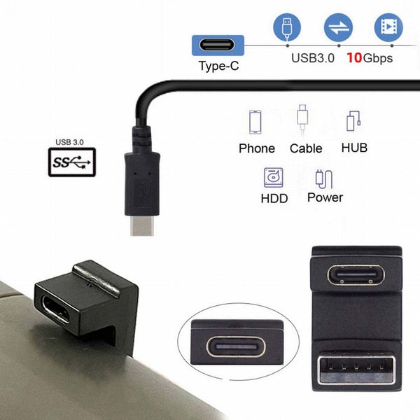 TECPHILE U-Shaped Type-C 3.1 Female to USB-A Male Adapter - 4