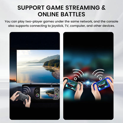 ANBERNIC RG40XX H supports game streaming, online battles, and multiplayer gaming via network and external device connectivity.