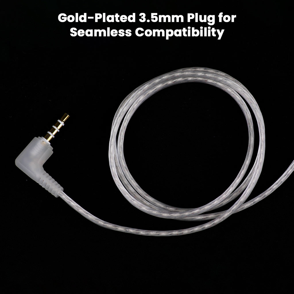 Gold-plated 3.5mm plug on AUDIOCULAR - RC1 Cable ensures seamless compatibility with audio devices for high-quality sound output.