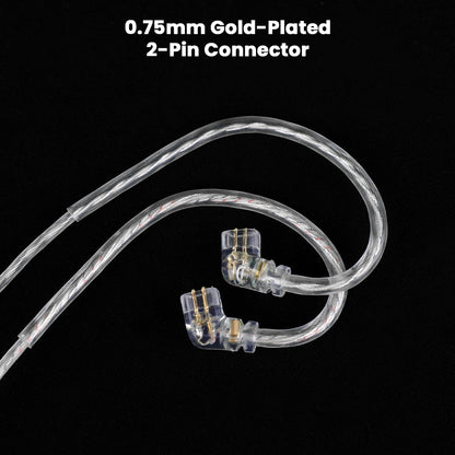 AUDIOCULAR - RC1 Cable with 0.75mm gold-plated 2-pin connectors, optimized for secure fit and superior signal transfer to KZ IEMs.