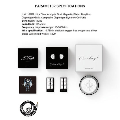 Complete STA IEM package including earphones, cable, storage case, and accessories with detailed product specifications.