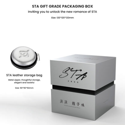 STA gift-grade packaging box with leather storage bag, showcasing premium unboxing experience and elegant product presentation.