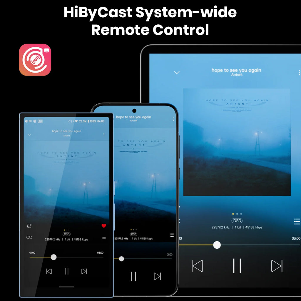 HiBy R6 Pro II supports HiByCast system-wide remote control, enabling seamless playback control across multiple devices.