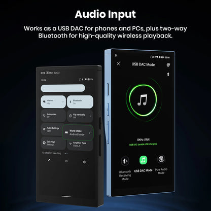 HiBy R6 Pro II functions as a USB DAC for phones and PCs, with two-way Bluetooth for high-quality wireless audio playback.