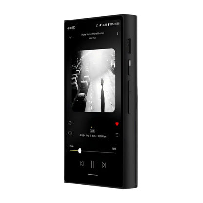 HiBy R8 II Gen 2 Digital Audio Player in black aluminum with high-res music playback screen, ideal for audiophiles seeking premium sound.