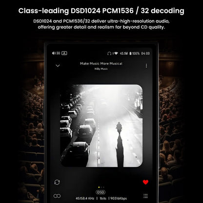 HiBy R8 II Gen 2 supports DSD1024 and PCM1536/32 decoding, offering ultra-high-resolution audio playback beyond CD quality.