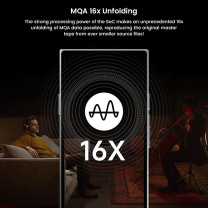 HiBy R8 II Gen 2 supports MQA 16x unfolding, delivering master-quality audio playback from compressed music sources with high fidelity.