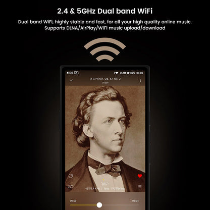 HiBy R8 II Gen 2 supports 2.4GHz and 5GHz dual-band WiFi for seamless high-quality music streaming and wireless connectivity.