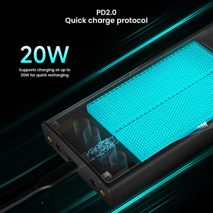 HiBy R8 II Gen 2 supports PD2.0 quick charging with 20W power input, ensuring fast and efficient battery recharging for extended use.