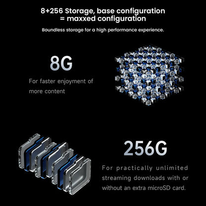 HiBy R8 II Gen 2 with 8GB RAM and 256GB storage, offering ample space for high-res music files and smooth app performance.
