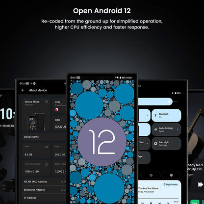 HiBy R8 II Gen 2 runs on Android 12 OS, redesigned for faster response and efficient operation in a high-performance audio player.