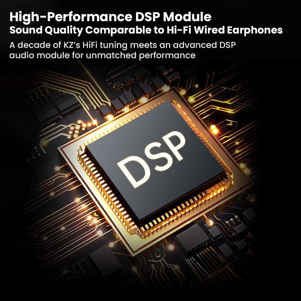 High-performance DSP module inside KZ Sora V5.4 TWS Earbuds, delivering sound quality comparable to HiFi wired earphones.