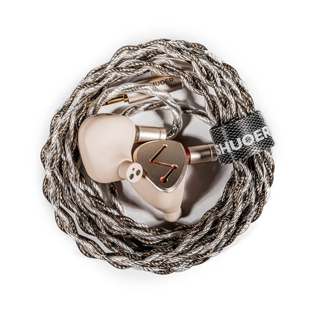 LETSHUOER DZ4 IEM coiled with braided cable, showcasing compact and portable design for audiophiles on the go.