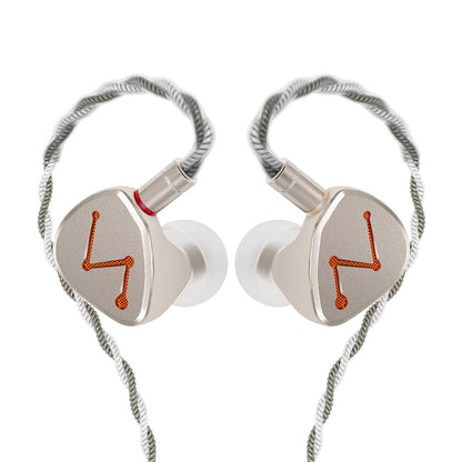 LETSHUOER DZ4 3DD Hi-Fi IEM with quad-driver hybrid system and braided silver cable, designed for audiophile-grade in-ear monitoring.