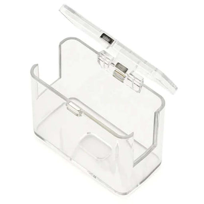 Moondrop Space Travel Case with magnetic lid in transparent design for TWS earphones. Durable HiFi protection for audiophile accessories.