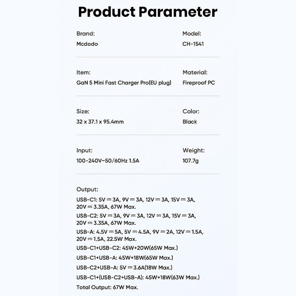 Mcdodo- 67W Gan Charger (CH-1541) - 16