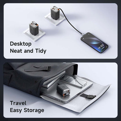 Mcdodo 67W GaN Charger designed for desktop neatness and easy travel storage, keeping charging organized and portable.