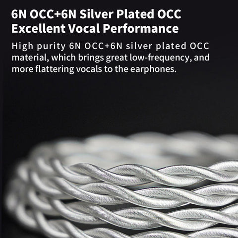 NICEHCK SnowCat Silver Plated-OCC Upgrade Cable for IEM specs material