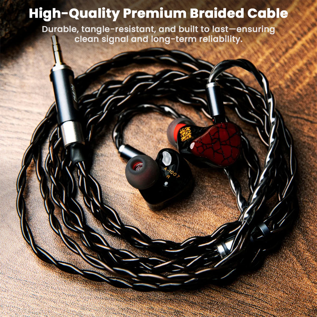 Punch Audio Martilo 1 IEM with high-quality premium braided cable, tangle-resistant and durable for clean signal and long-term use.