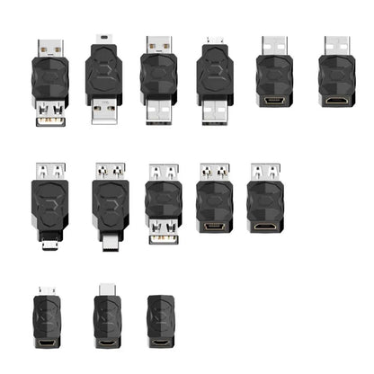 TECPHILE 14 in 1 USB/ Micro OTG Male to Female Adapter Converter Set featuring various USB, micro, and mini connectors for versatile device compatibility.