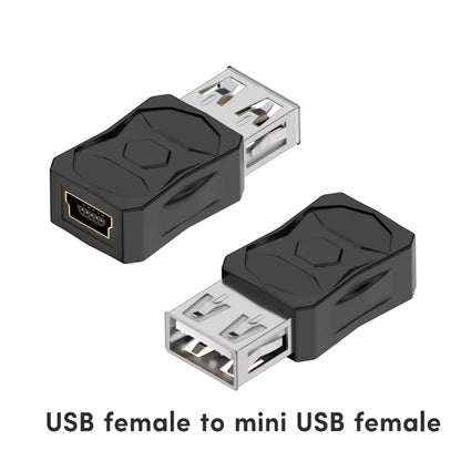 TECPHILE USB female to mini USB female adapter from the 14-in-1 converter set, ideal for connecting legacy devices to modern ports.